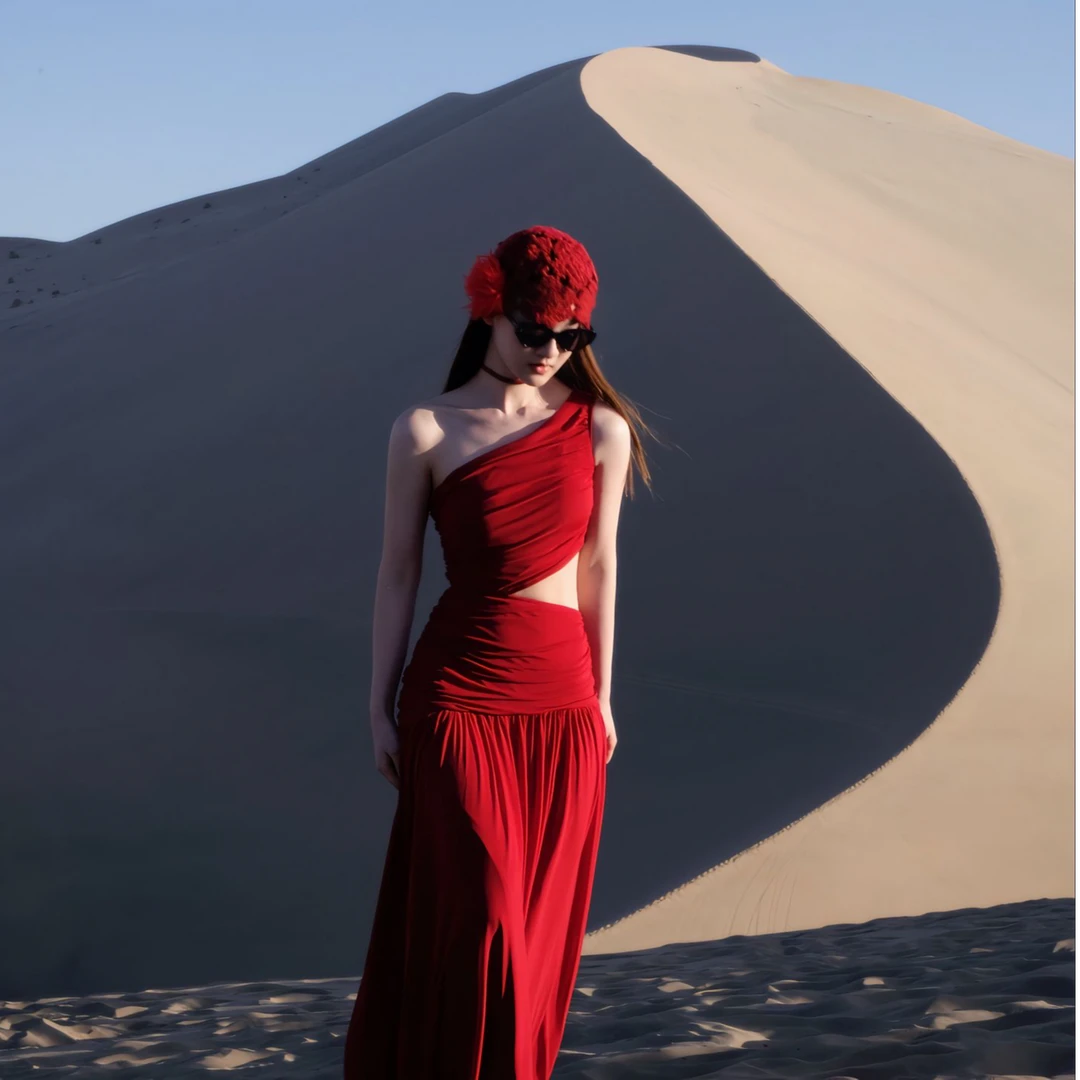 辣妹小众红色性感斜肩连衣裙女装夏季法式设计感气质收腰显瘦长裙