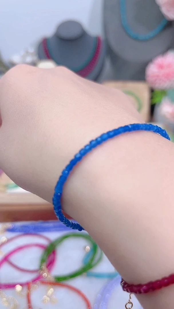 手链蓝宝石银S925镶嵌蓝方56