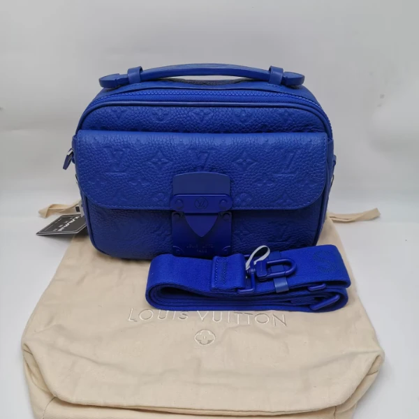 99新 LouisVuitton/路易威登 97新17737 电光蓝压纹Slock邮差包