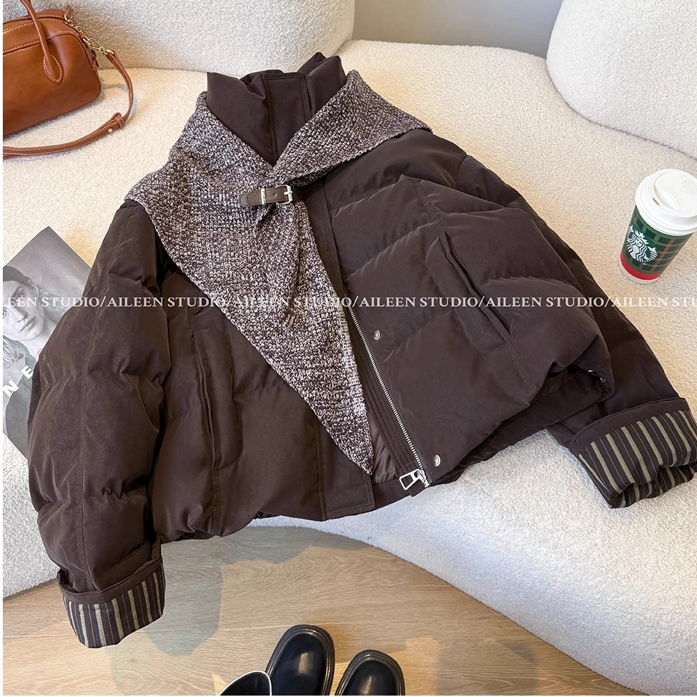 皮衣羽绒服女装短款2025冬季新款设计感小众巨好看高级感外套上衣