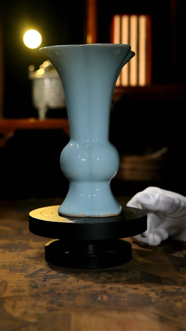 【闪购商品】瓶原矿天青釉大号花觚瓶