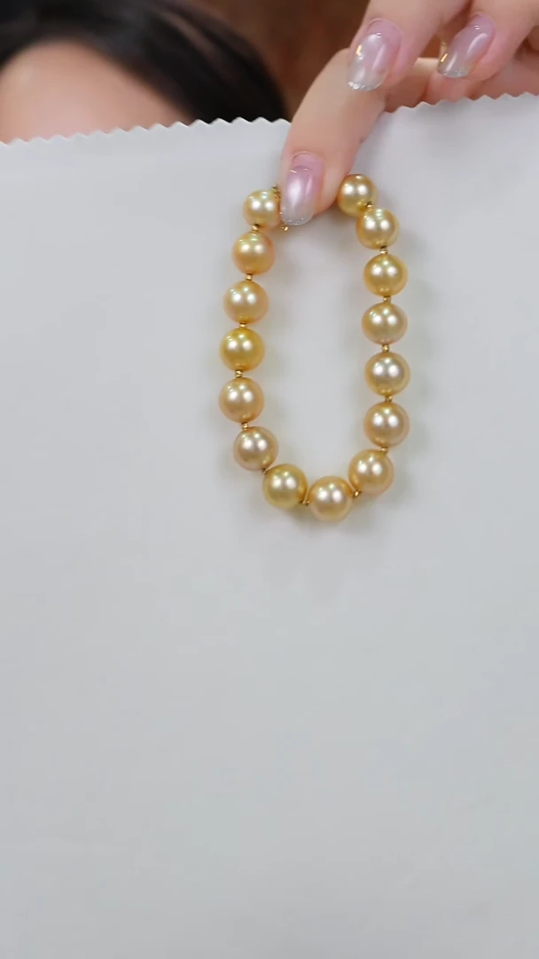 18K金镶嵌手链海水珍珠金珠9-11mm