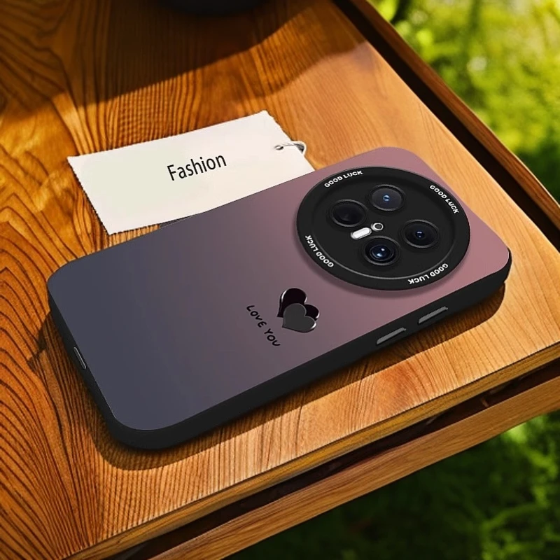 进口硅胶适用华为mate70pro+手机壳mate60全包保护套精孔渐变爱心