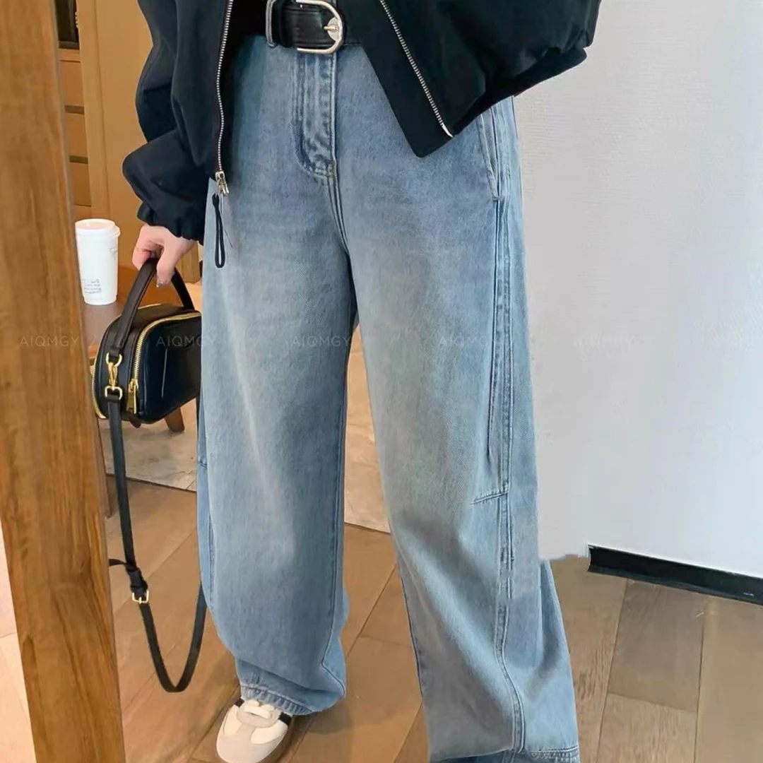 8208-AQ新款蓝色弹力牛仔休闲裤(无皮带)