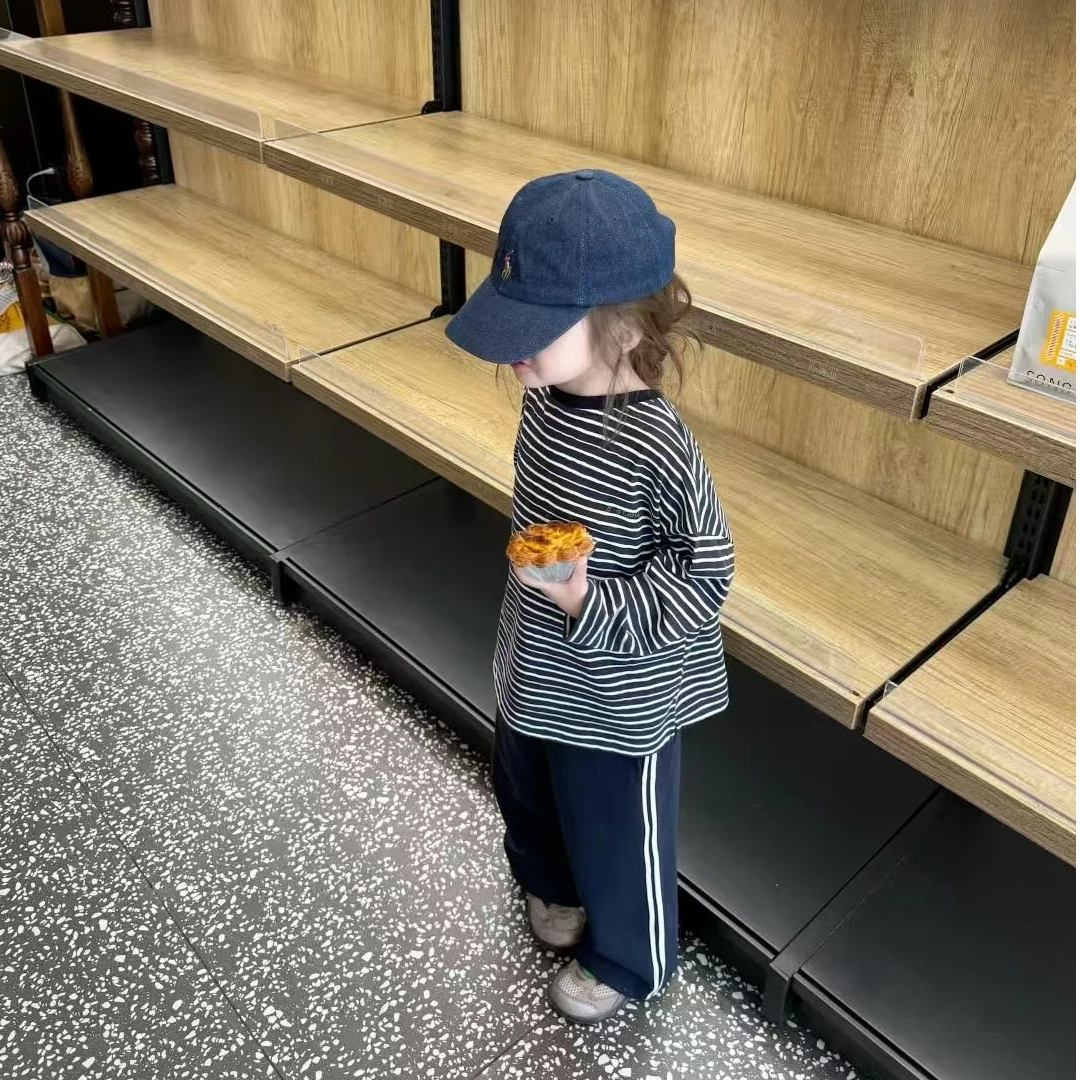 现货】壹妈韩国童装儿童新款套装潮酷秋冬中性宝宝条纹长袖运动裤