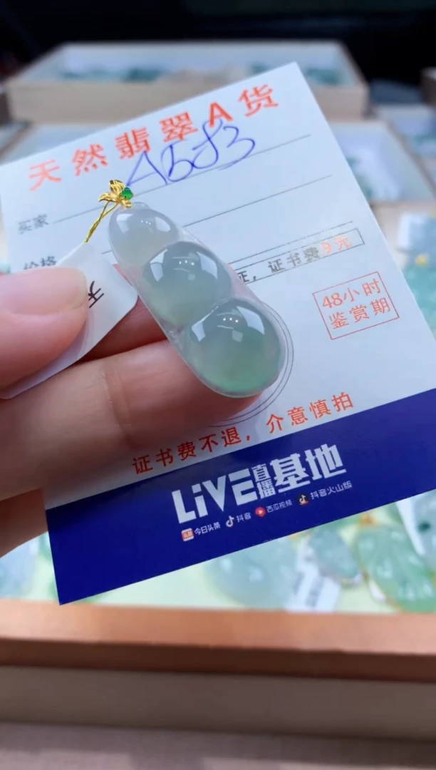 翡翠18K金镶嵌颈饰天然缅甸a货翡翠