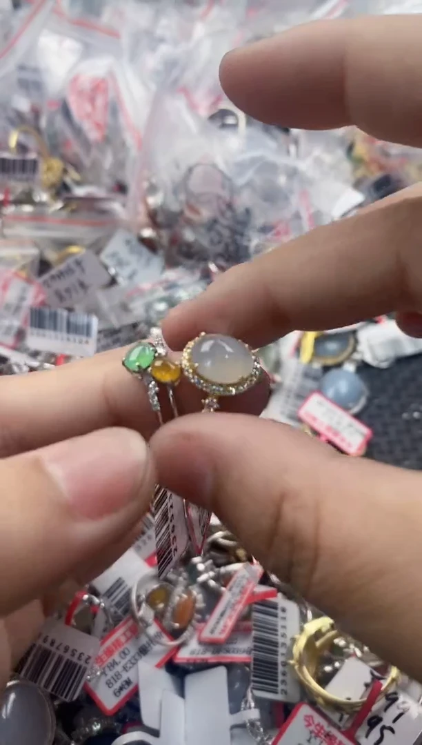 银S925镶嵌戒指翡翠777   3