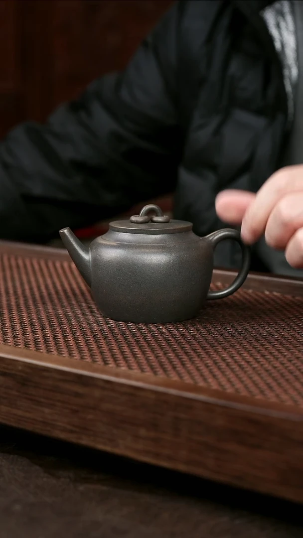 茶壶紫砂岩中泥双圈直流 黑