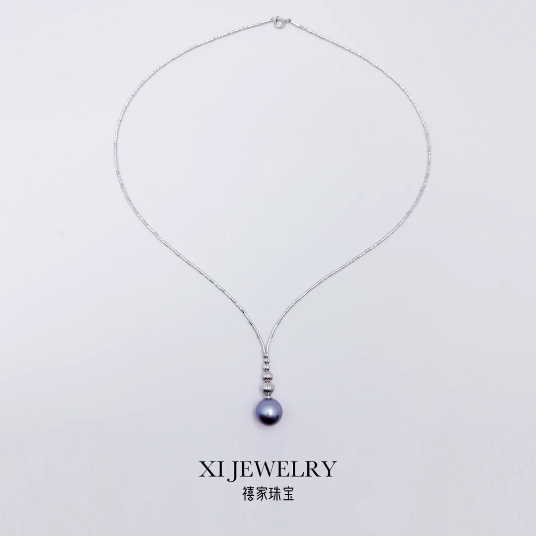 天然淡水珍珠爱迪生紫罗兰12.5mm欧若风珠宝+通体S925银一体项链