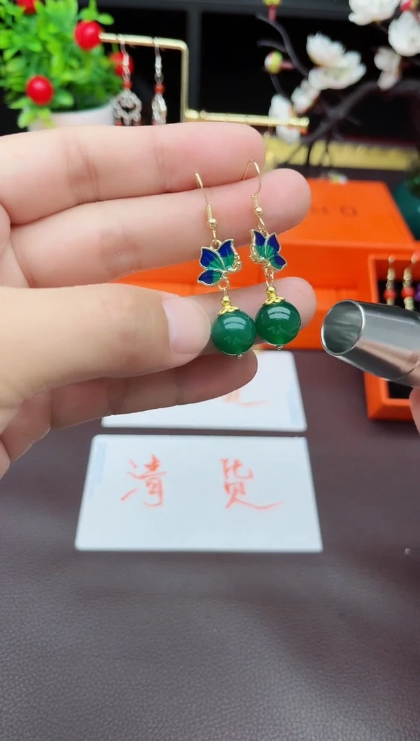 玛瑙/玉髓耳饰银S925镶嵌337000