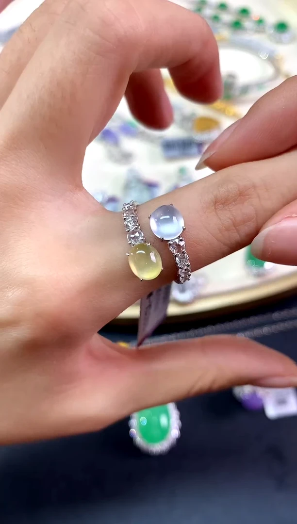 18K金镶嵌戒指翡翠戒指|9800