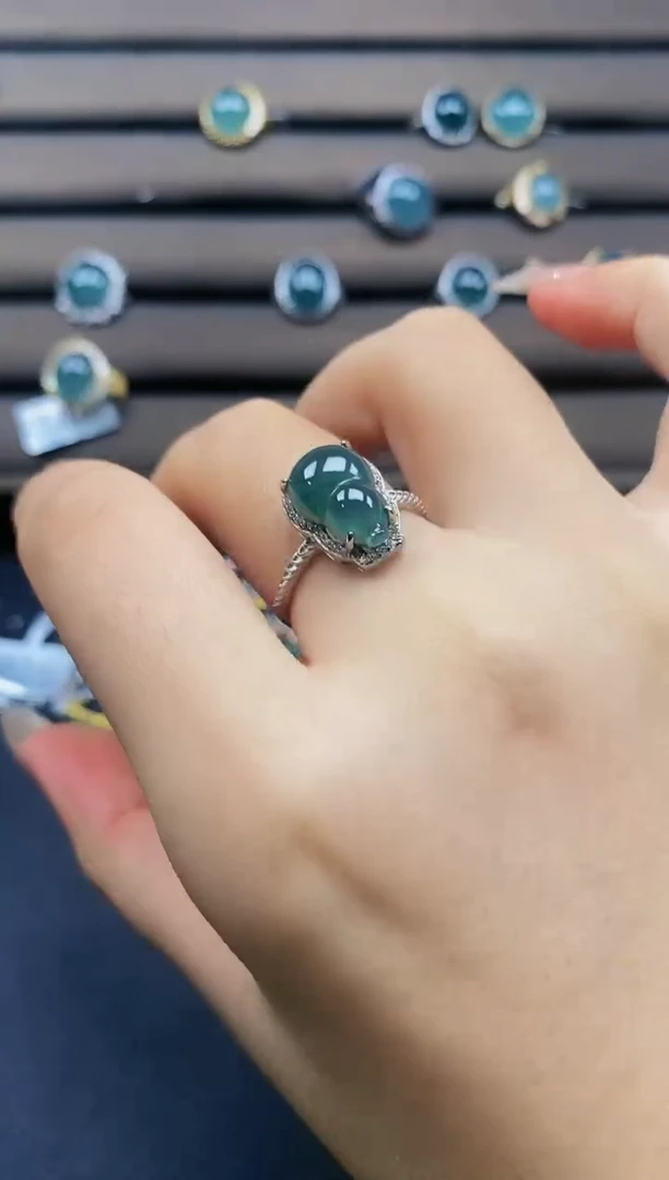 翡翠戒指银S925镶嵌1212