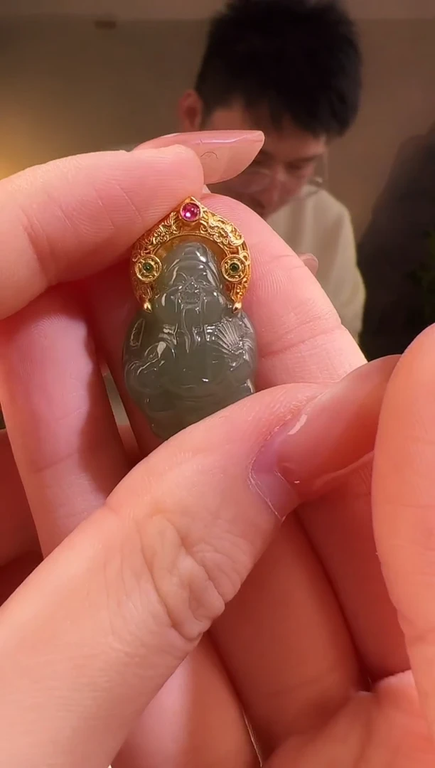 【闪购商品】和田玉颈饰银S925镶嵌财神 多样性发