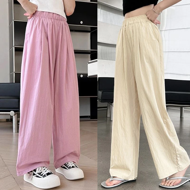 女童阔腿裤夏季薄款中大童2024新款夏装山本裤儿童直筒冰丝防蚊裤