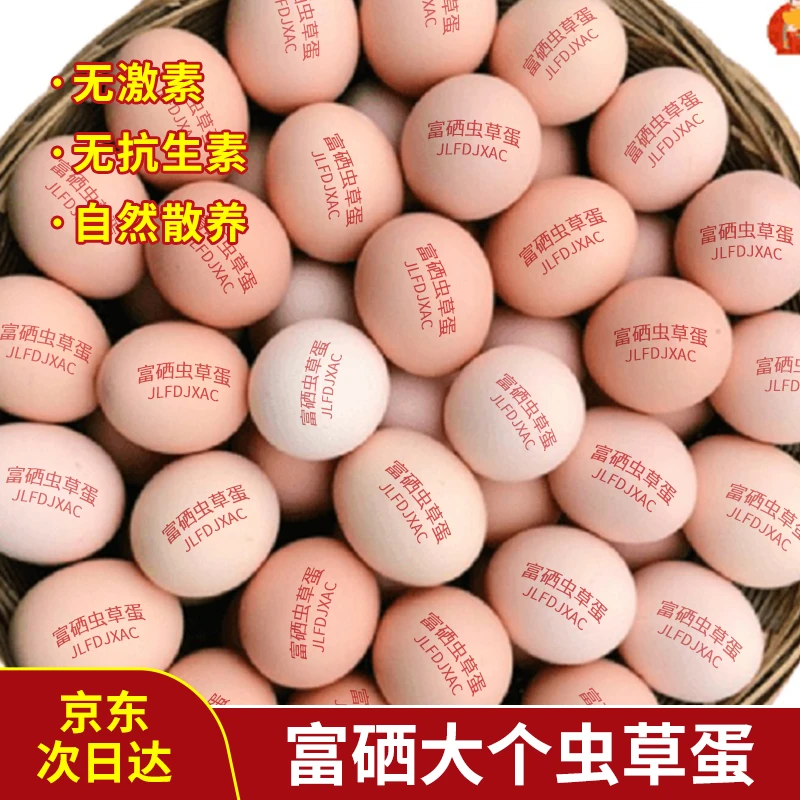 【京东上门】富硒虫草蛋新鲜鸡蛋农家农村散养土鸡蛋大个红心50克