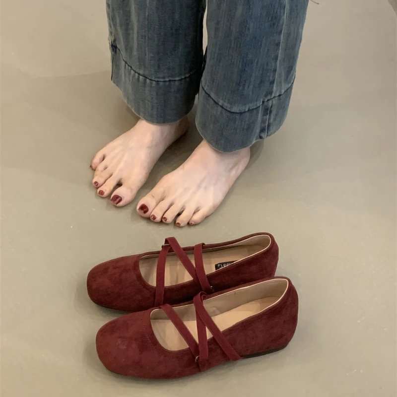 QYZ-277-11时尚气质芭蕾舞鞋2025新款法式交叉浅口内增高玛丽珍鞋