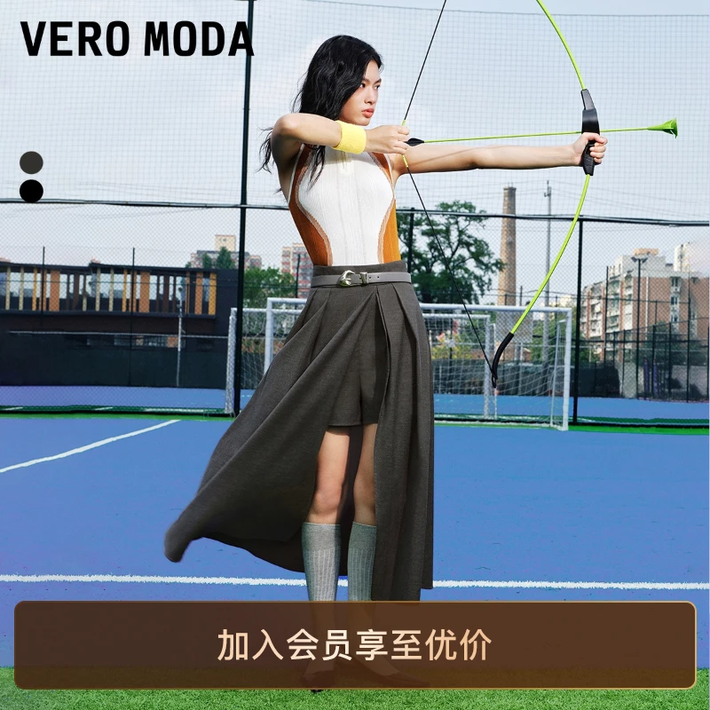 Vero Moda半身裙女早秋新款开叉防走光衬裤显瘦裙裤百搭洋气裙子