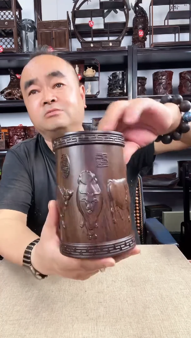木大牛笔筒老李红木工艺品
