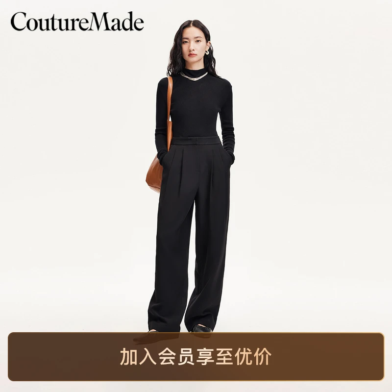 Vero Moda休闲裤女早秋捏褶宽松简约西装裤品质高级感女装老钱风