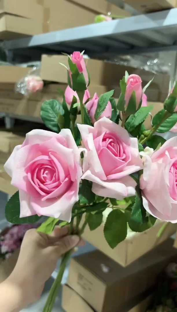 3枝粉色手感保湿妃子玫