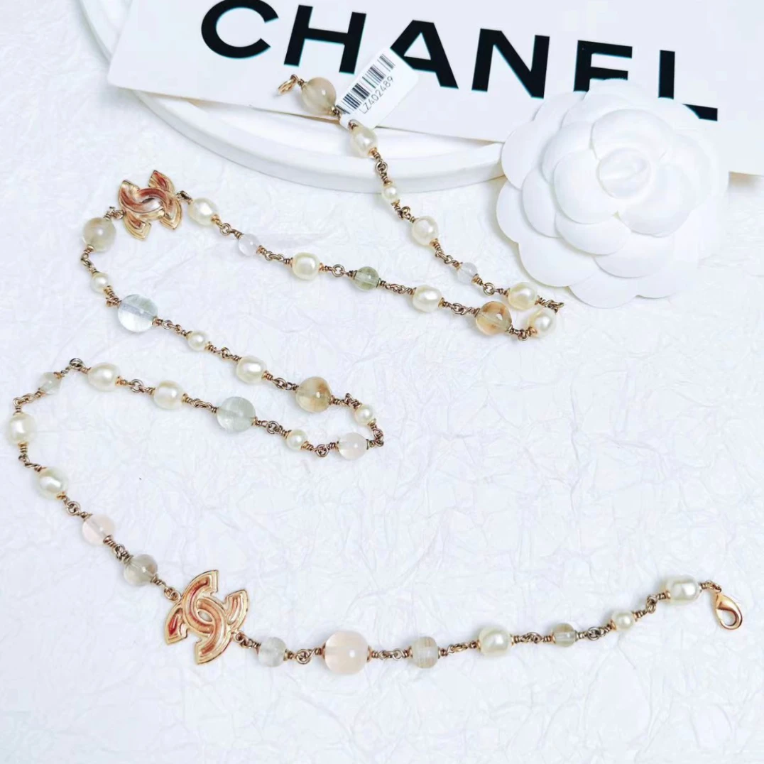 95新 Chanel/香奈儿 柚礼中古/香奈儿琉璃双C珍珠项链LZ402489