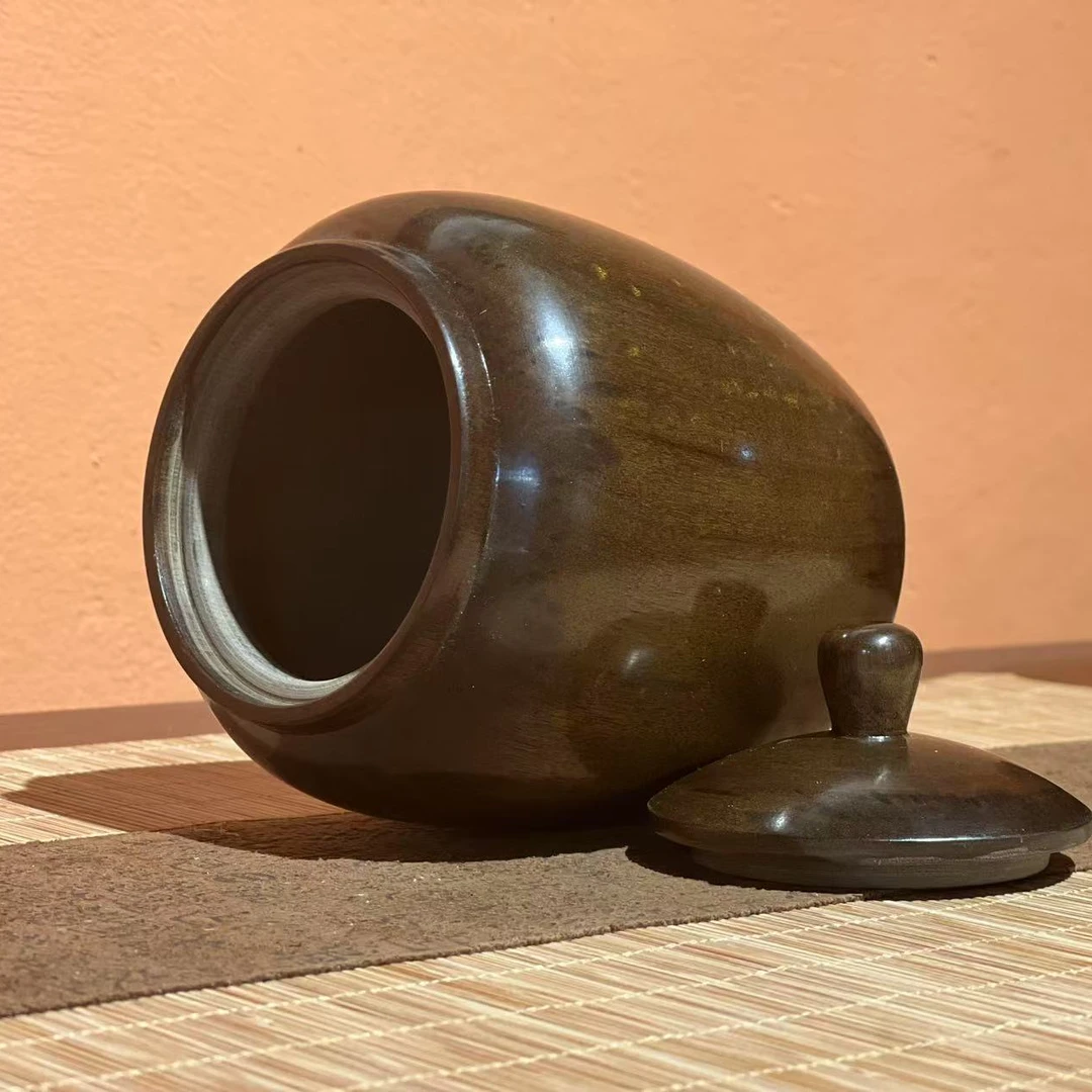 阴沉乌木全木顶戴茶叶罐/单个 通货