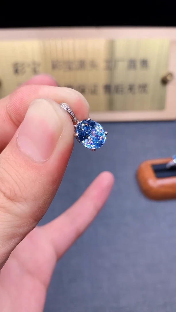 海蓝宝石颈饰银S925镶嵌4532