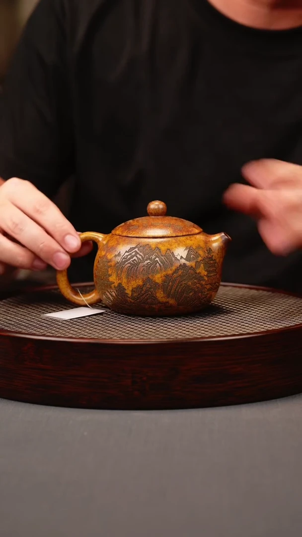 茶壶紫砂龙骨金砂 西施 刻绘