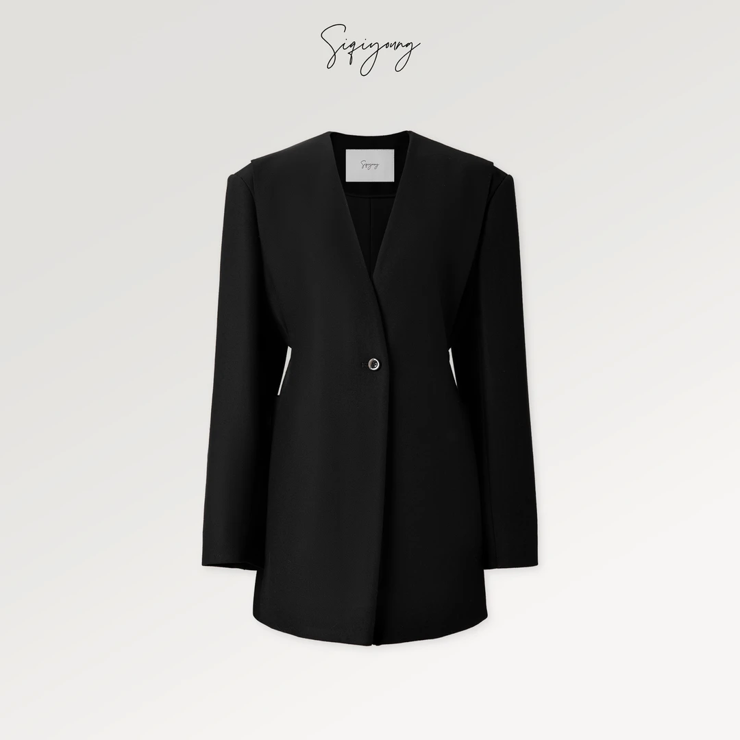 SIQIYOUNG 比利时-双层解构系带羊绒混纺精纺西装