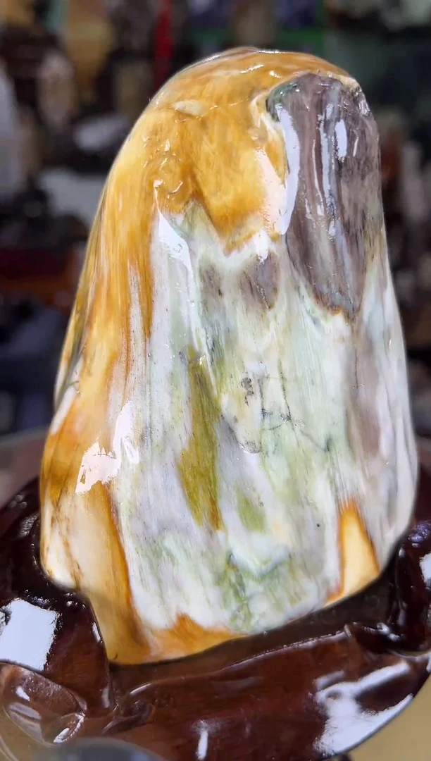 缅甸天然树化玉摆件