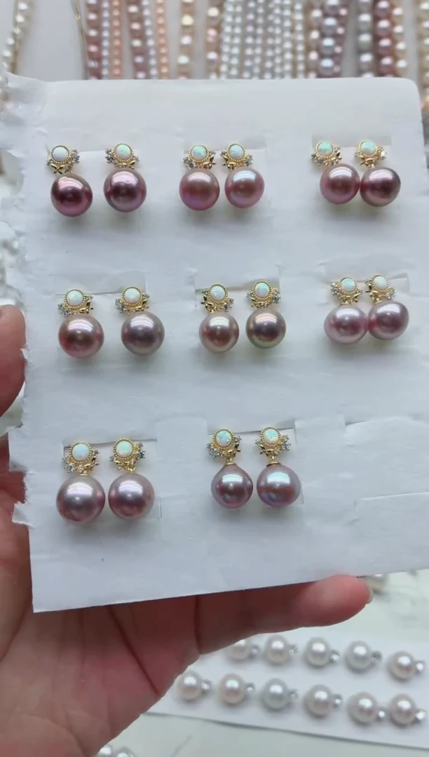 银S925镶嵌淡水珍珠耳饰多样性发其一，非无暇