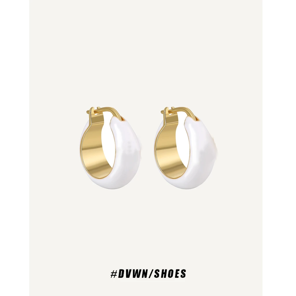 铜合金耳饰 【珐琅系列】CE白色珐琅滴釉耳钉