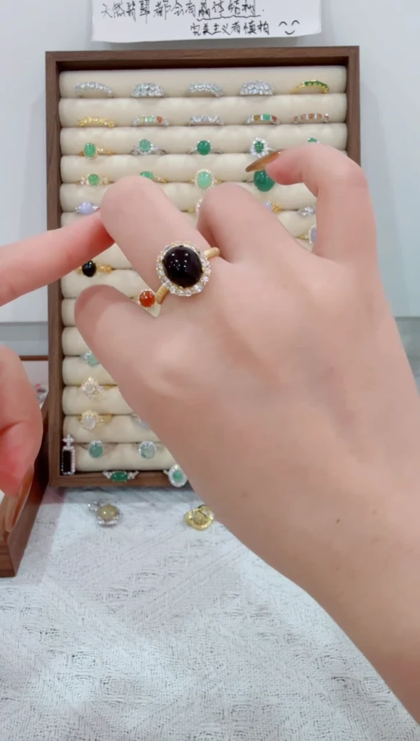 银S925镶嵌戒指翡翠ღ****࿐187