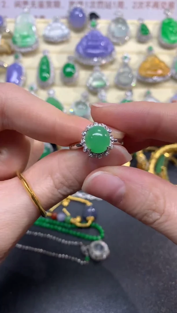 翡翠戒指18K金镶嵌戒指|4500+450
