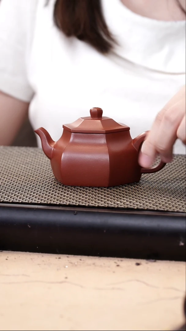 茶壶紫砂小红泥超精工六方宫灯150cc