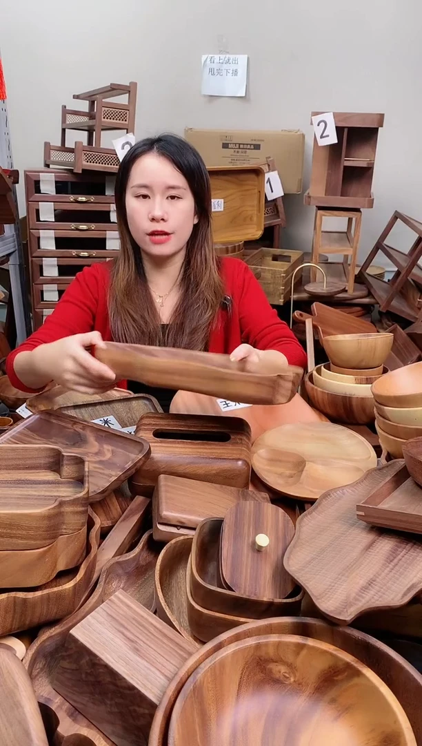 木 南美胡桃木大叶子果盒37*17*4.5cm  A
