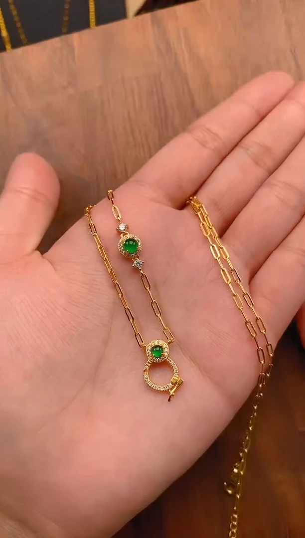 【闪购商品】翡翠项链银S925镶嵌蛋面项链