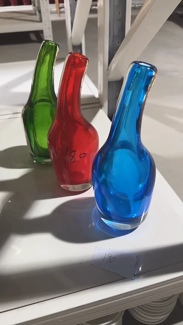 手工艺品琉璃手工琉璃三色花瓶