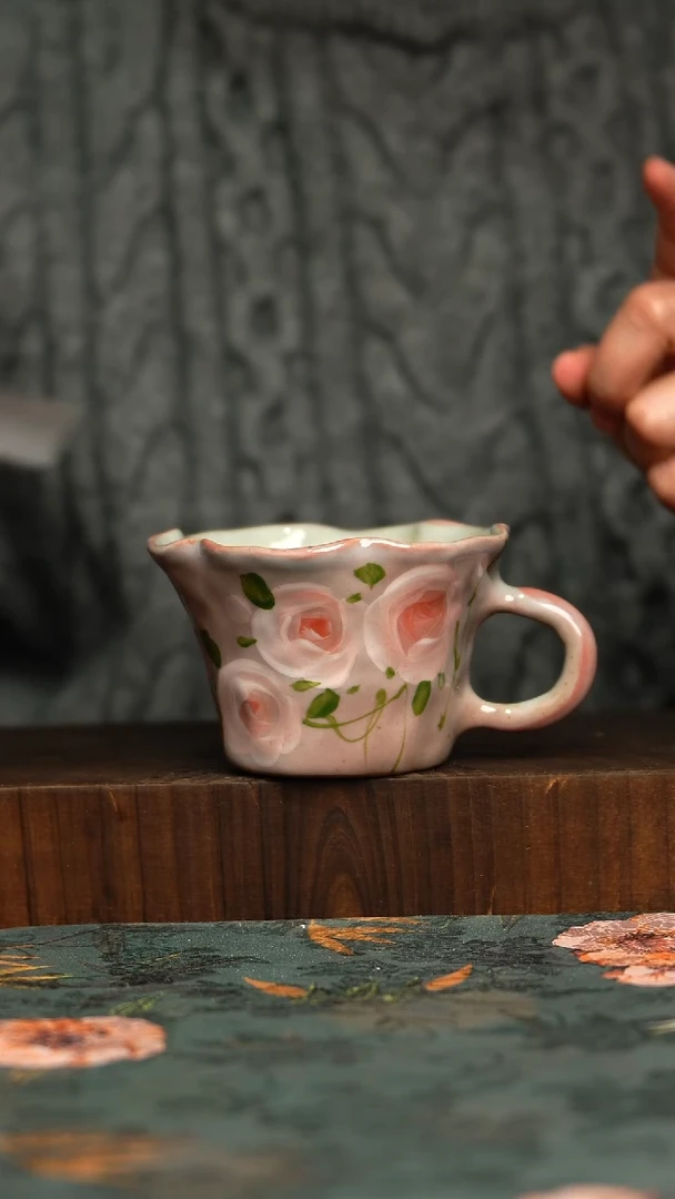 杯釉下彩手工手绘同款陶器