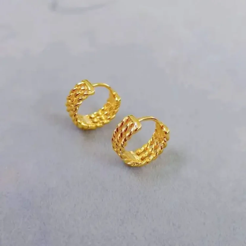 铜合金耳饰 【简约麻花耳扣】经典精美时尚气质女款耳环金色耳圈