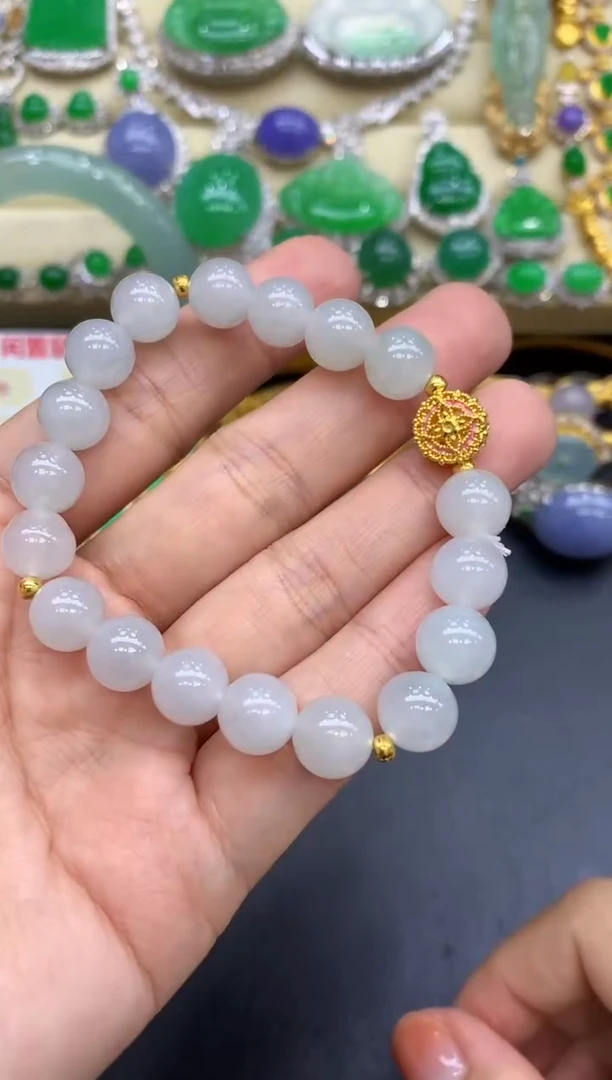 足金镶嵌手链翡翠219-中国好珍宝
