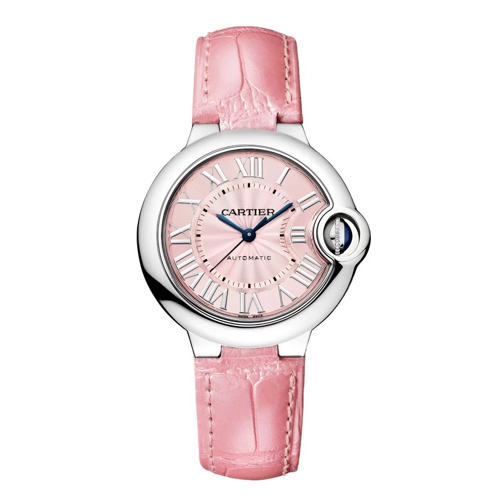 99新 Cartier/卡地亚 蓝气球粉盘/33mm/皮带时尚自动机械女款手表