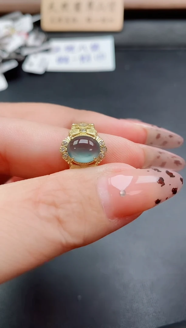 银S925镶嵌戒指翡翠1