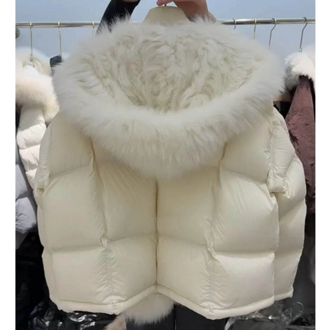 高级感韩系时尚百搭保暖面包服上衣冬季大毛翻领加厚棉服外套女