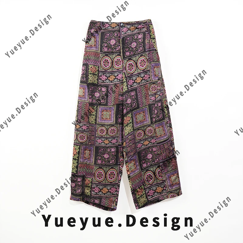 【悦悦专属】波西米亚复古印花松紧腰宽松休闲裤Y374