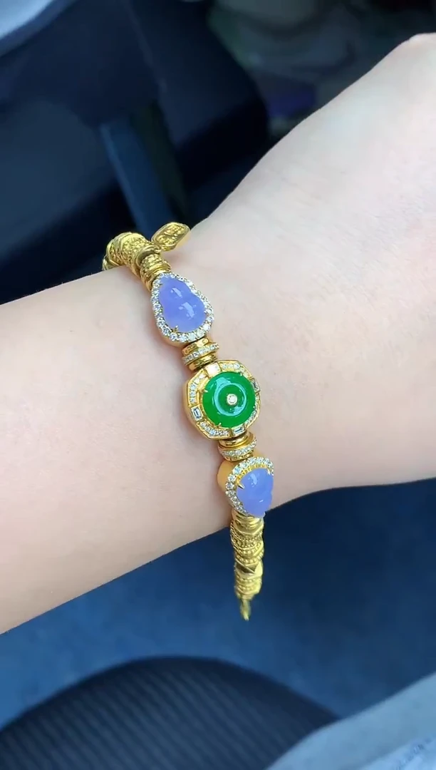 18K金镶嵌手链翡翠647-中国好珍宝