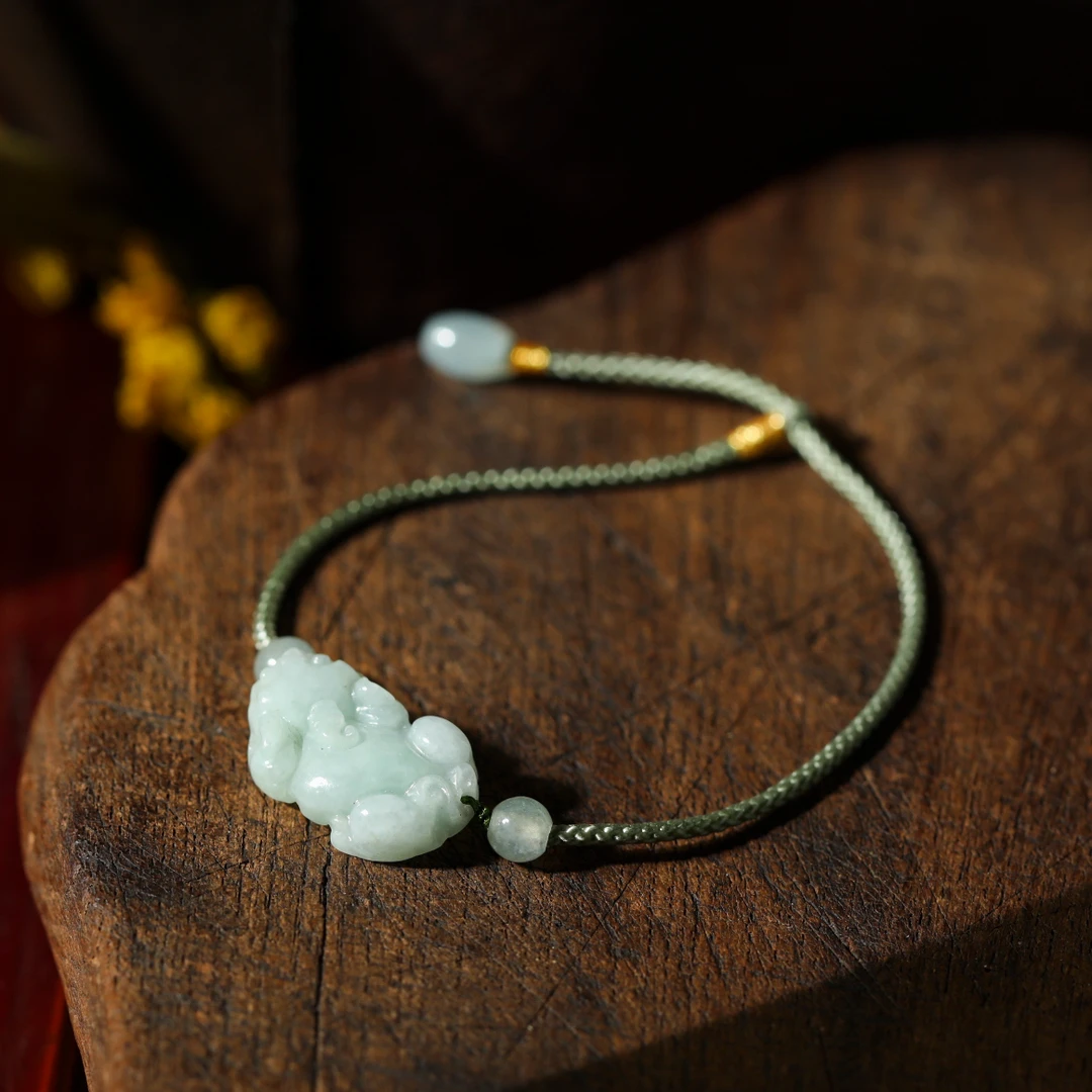 【意婵】《信心》精品天然翡翠精雕貔貅手绳-909275