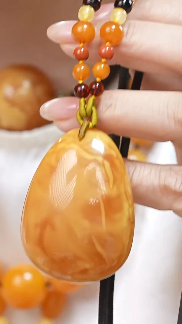 蜜蜡颈饰未镶嵌4126天然蜜蜡珠宝奇石云端妖孽石膏蜡全部保真