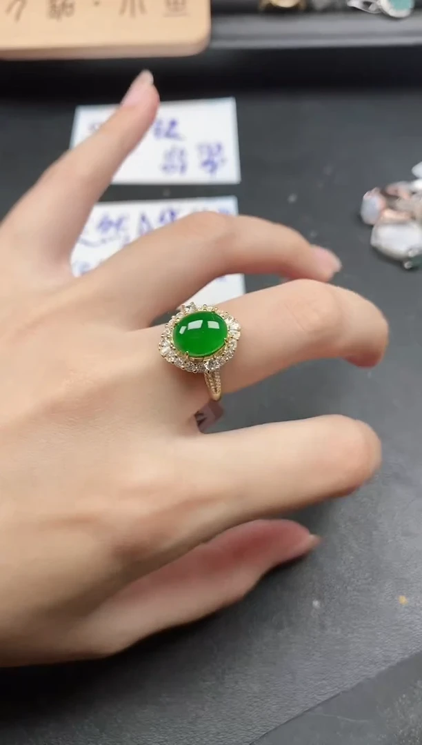 翡翠戒指银S925镶嵌51511