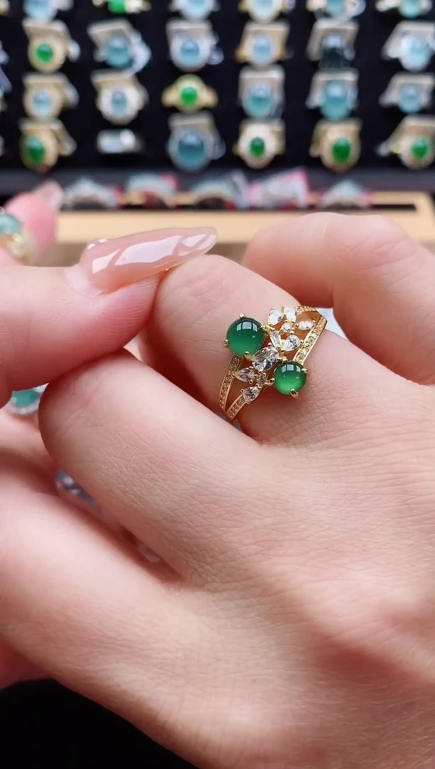 银S925镶嵌戒指翡翠1